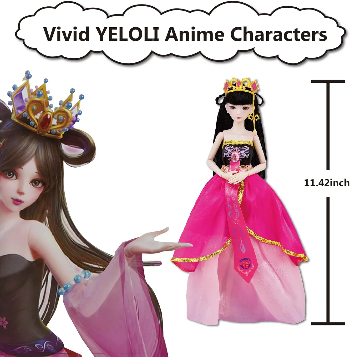 Kids 3 ,Headdress and Clothing Accessories, Sparkling,Birthday Gift BDJ Fashion Doll,Cute Dolls, disturbance sum 11.4 Inches, 14 Movable Joints, Long-haired,Great Gift for 