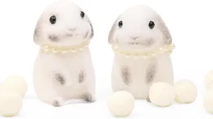 Kids Adults Easter Squishies Rabbit Toys$2pcs White Bunny Squeeze Animal amateur modification Toys$Simulation Bunny Stress Relief Toy Furry Squish Novelty Toy with PVC Packaging Easter Basket Gift for 