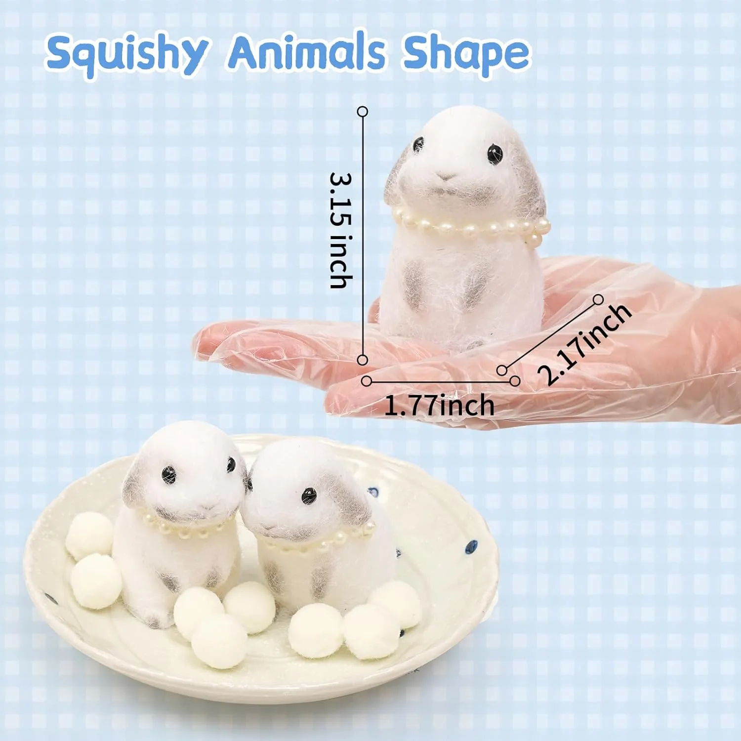 Kids Adults Easter Squishies Rabbit Toys$2pcs White Bunny Squeeze Animal amateur modification Toys$Simulation Bunny Stress Relief Toy Furry Squish Novelty Toy with PVC Packaging Easter Basket Gift for 