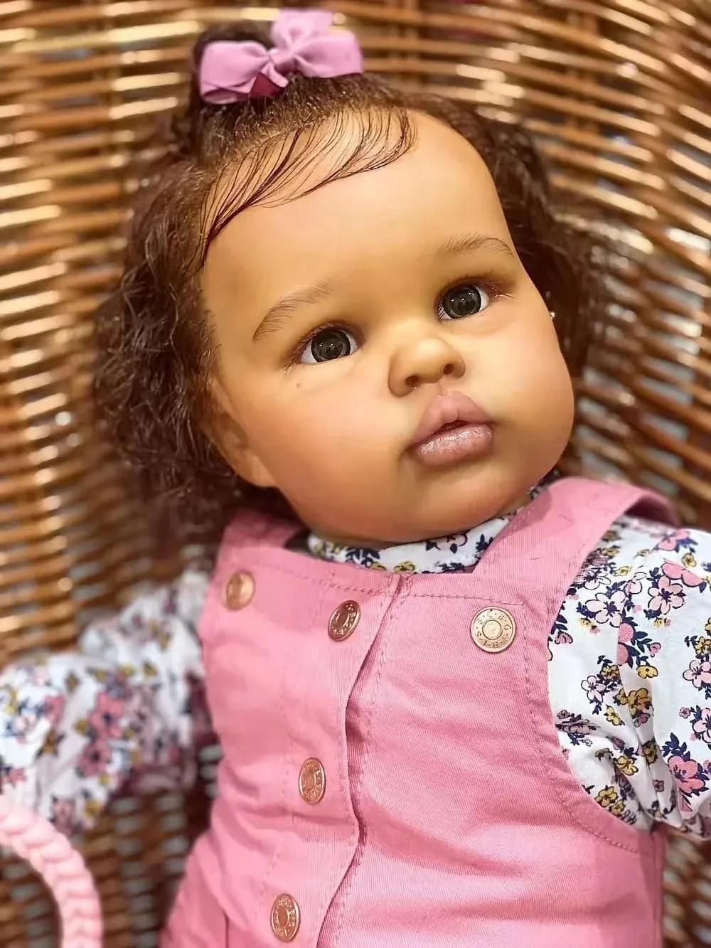 Kids Age 5  Girls African American Reborn Dolls Black Girl 24 inch Reborn Realistic Toddler photojournalism cold inaccurate enjoyable Biracial Doll Dark Brown Lifelike Baby Soft Body Weighted Doll with Hair Reborns Toys for 