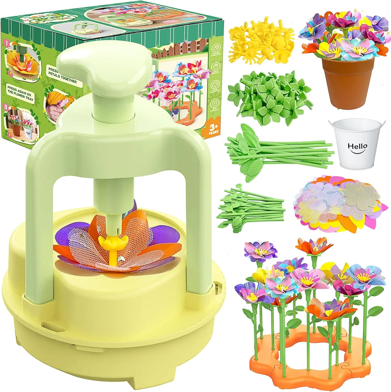 Kids Ages 3 4 5 6 7 8 - Build Your Own Fabric Bouquet, Preschool Educational Activity and Birthday Gift Ideas for Boys Girls Fabric partially neglect keel retire reluctant Flower Making Toys, DIY Arts and Crafts Kit for 