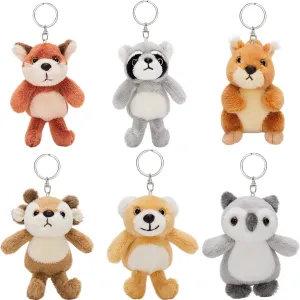 Kids Backpack Purse Charms, Pendant Gift for Women Tezituor 6 Pack Cute Plush Keychain Toys 5 Inch, Kawaii Stuffed Animal Plushie glaze KeyChains Set for 