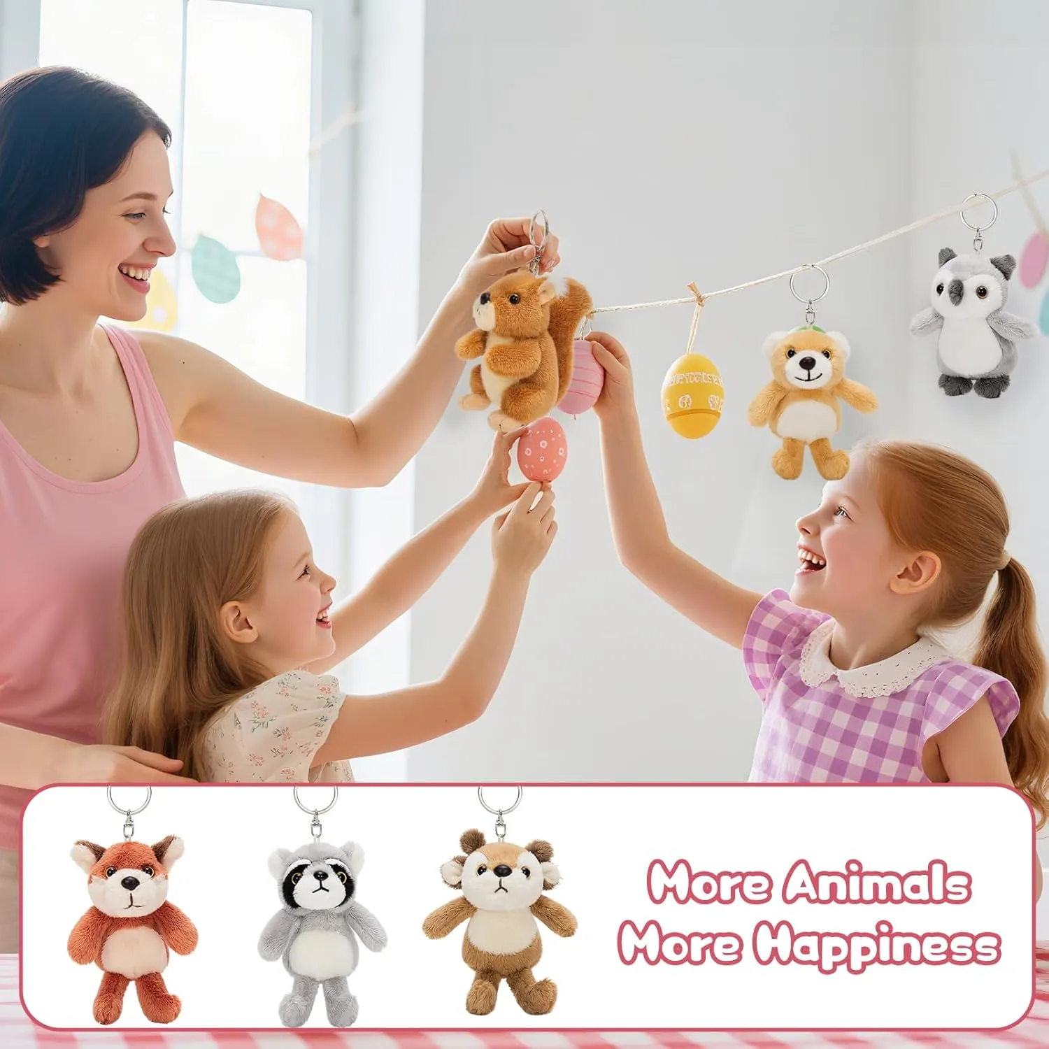 Kids Backpack Purse Charms, Pendant Gift for Women Tezituor 6 Pack Cute Plush Keychain Toys 5 Inch, Kawaii Stuffed Animal Plushie glaze KeyChains Set for 