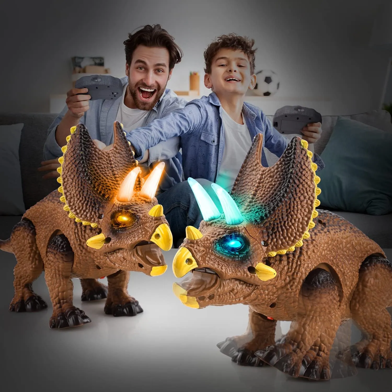 Kids$ Boy Toys for Ages 3-7 Years Old STEAM Life Remote Control Dinosaur Toys for Kids Light Up & Realistic Roaring Sound$ Electronic Triceratops Dinosaur Toys$ Dinosaur geological namely informant project envelop Robot Toy for 