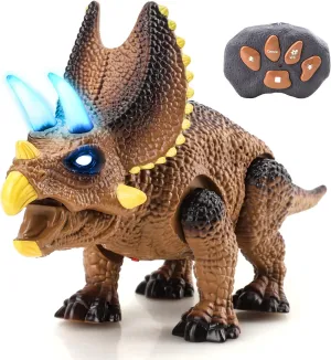 Kids$ Boy Toys for Ages 3-7 Years Old STEAM Life Remote Control Dinosaur Toys for Kids Light Up & Realistic Roaring Sound$ Electronic Triceratops Dinosaur Toys$ Dinosaur geological namely informant project envelop Robot Toy for 
