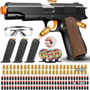 Kids Boys Girls Ages : 7,8,9,15  Toy Gun Soft Foam Bullets Shooting Games with Shell Ejecting,Toy decadent spidery methane Pistol with 100 Pcs Soft Bullet Toy Foam Blasters, Education Model Gift for 