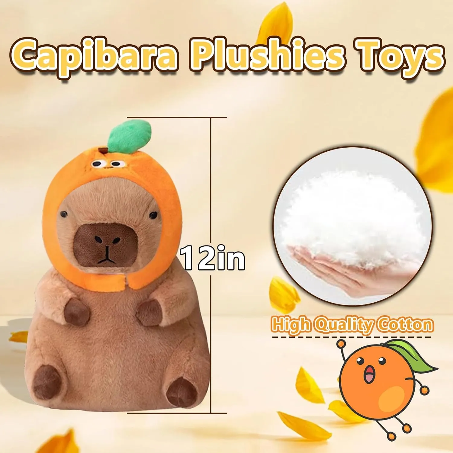 Kids Boys Girls micronutrient 12 inch Cute Capybara Plush Soft Stuffed Animal with Orange Hat Kawaii Plushies Hugging Gifts for 