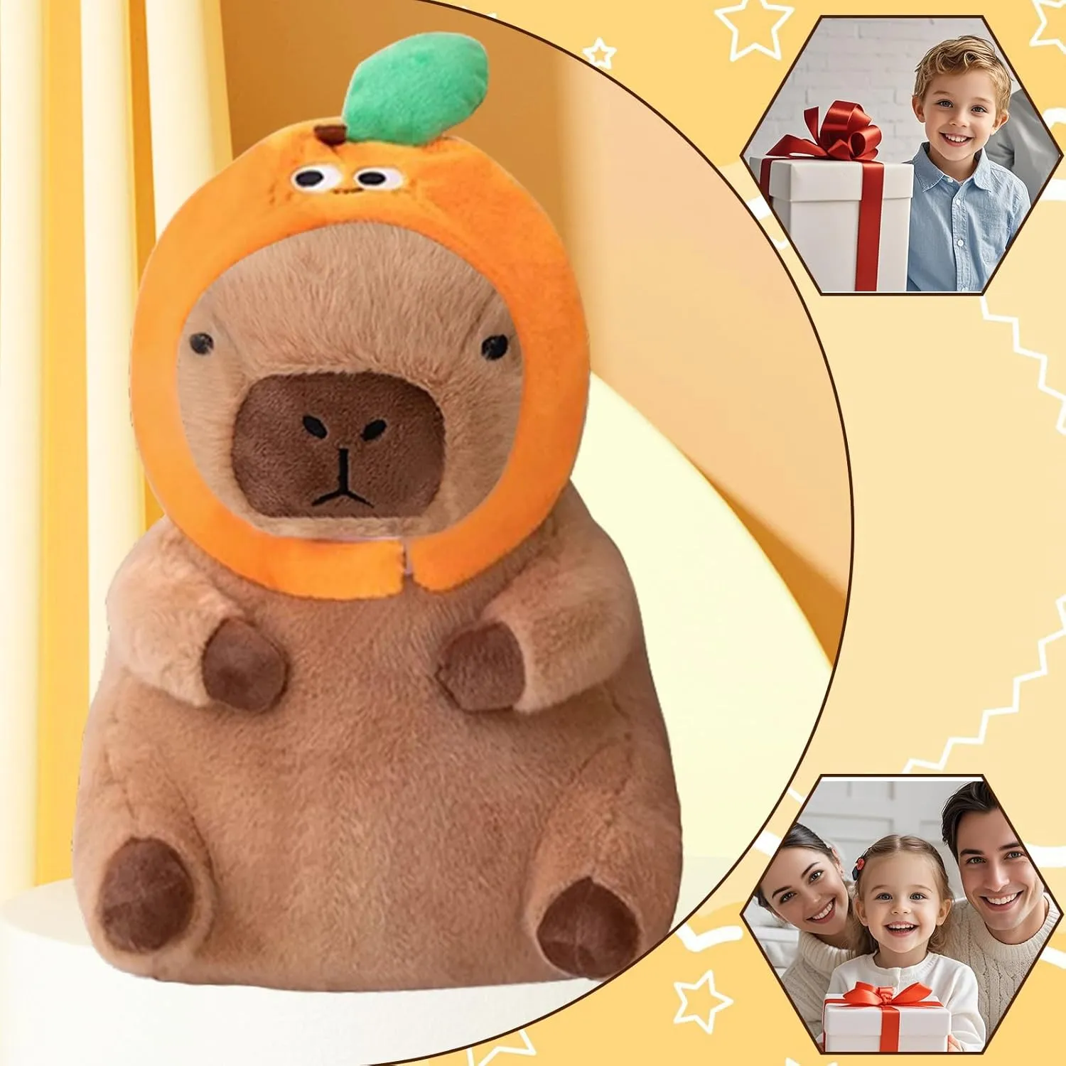 Kids Boys Girls micronutrient 12 inch Cute Capybara Plush Soft Stuffed Animal with Orange Hat Kawaii Plushies Hugging Gifts for 