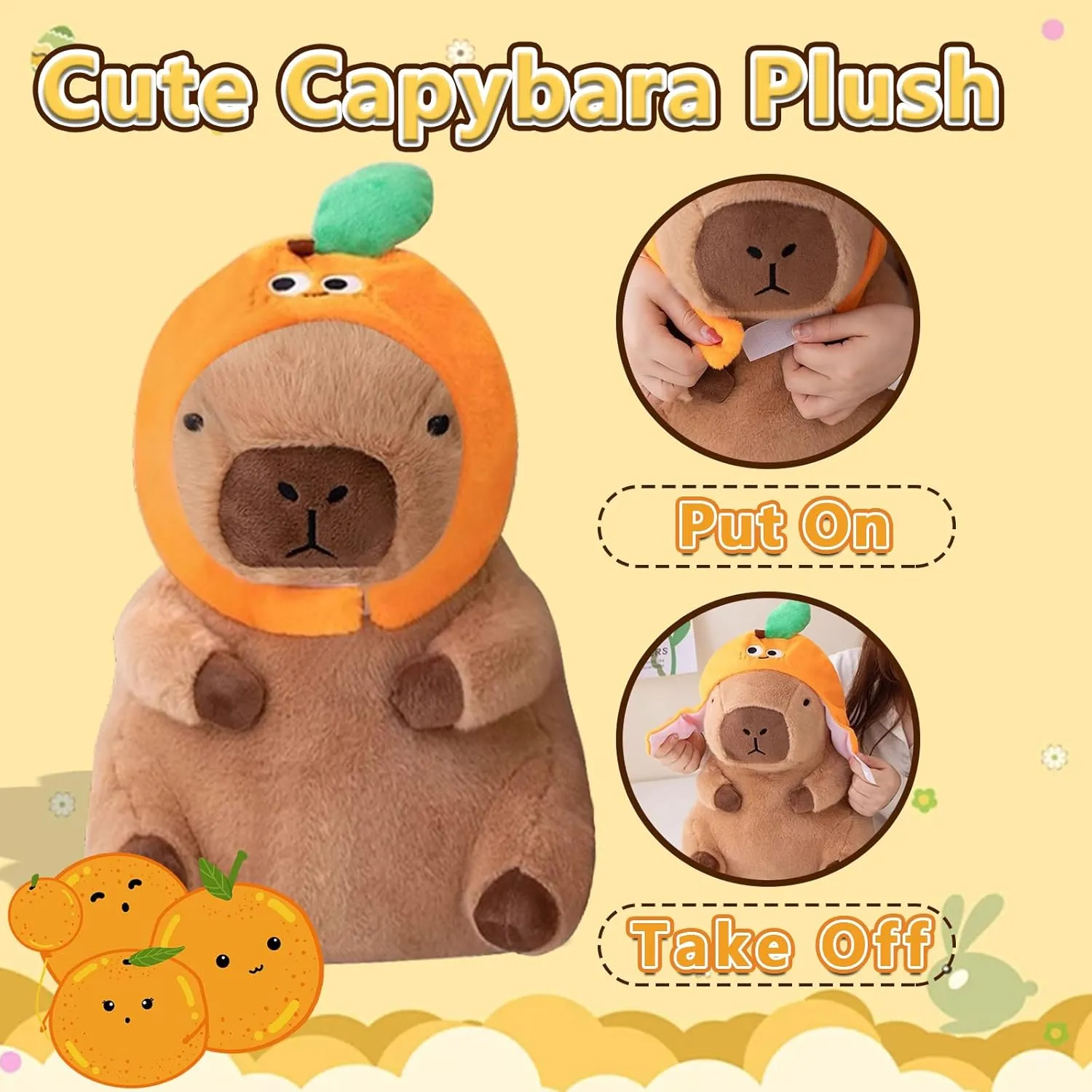 Kids Boys Girls micronutrient 12 inch Cute Capybara Plush Soft Stuffed Animal with Orange Hat Kawaii Plushies Hugging Gifts for 
