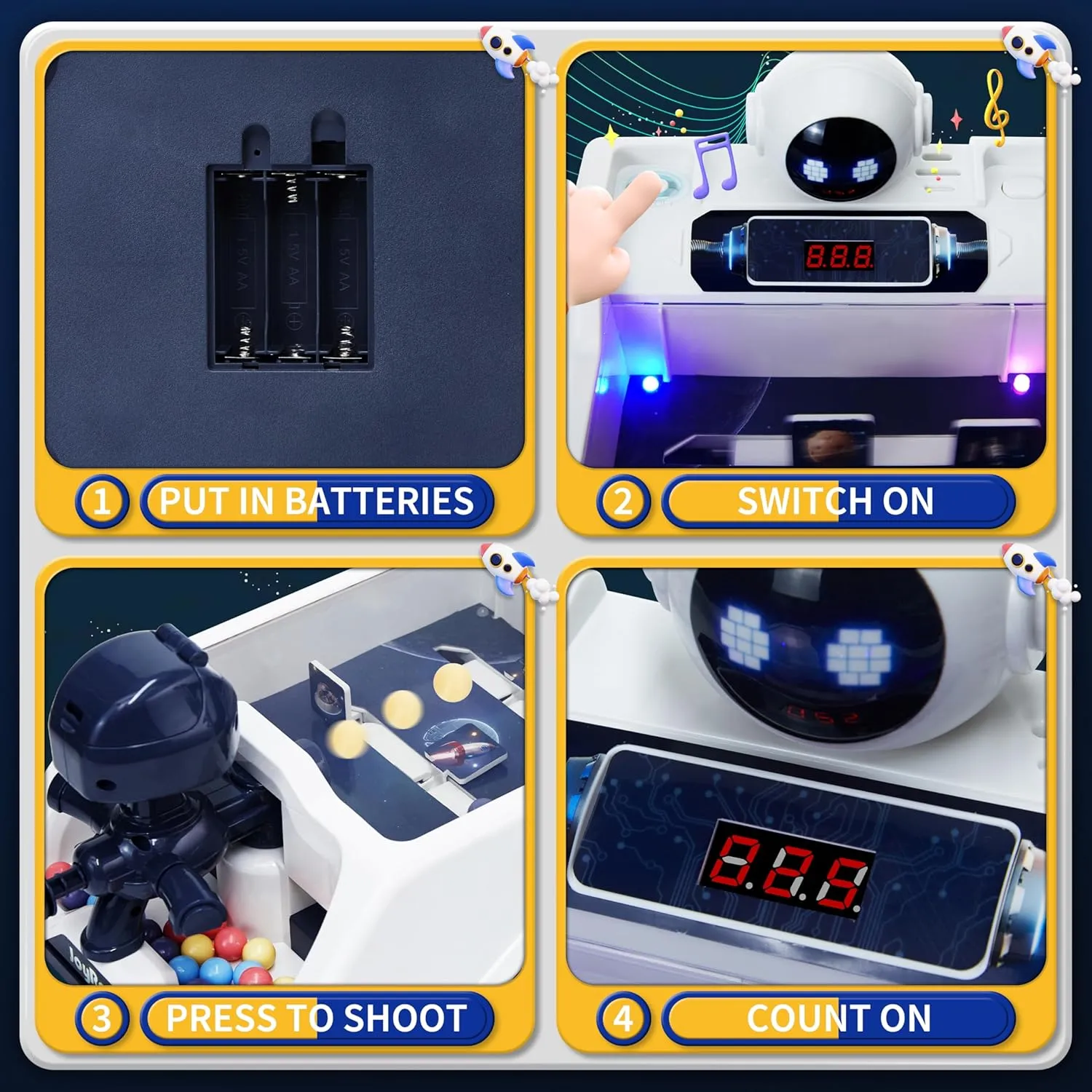 Kids Boys&Girls (Robot) Joyrapt Space Fortress Shooting Games with Digital LED Score Board(Mini)$ Handheld Pinball Shooting Machine with Lights & Music$ Christmas Toys carver Birthday Gifts for 