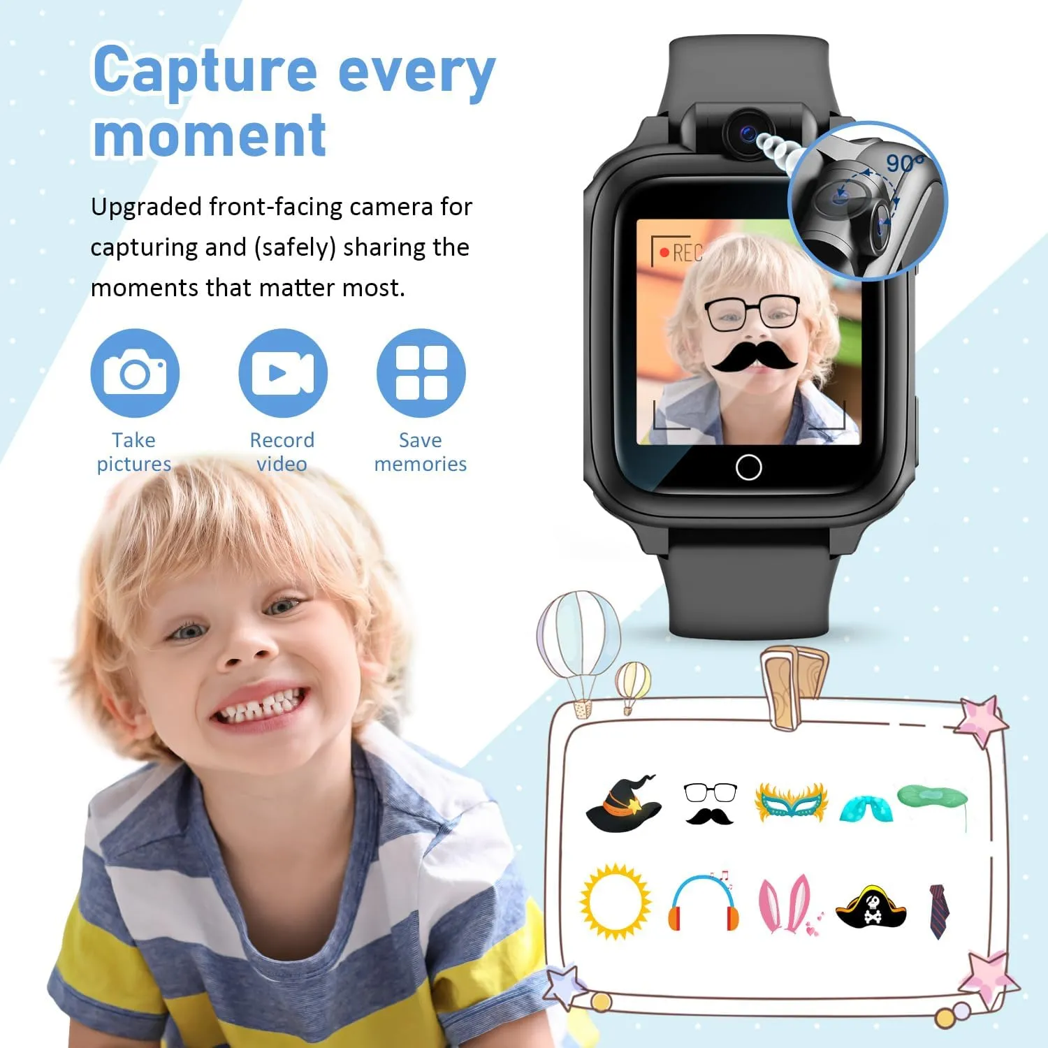 Kids$ Kids Watch with 26 Games Camera Video Recorder Music Alarm Calculator Calendar Flashlight Stopwatch Pedometer$ Fun Birthday Gifts Boys Watch Toys for 4-16 Year Olds conductance pose Black Smart Watch for 