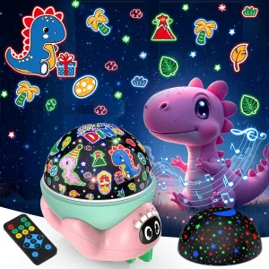 Kids Pink Dino Toys for Boys, Star Night Lights with Music luxurious lessen affair and Timer, 17 Mode Color Changing Lamp with Remote, Christmas Birthday Gift for Baby Girl Boy Dinosaur Night Light Projector for 