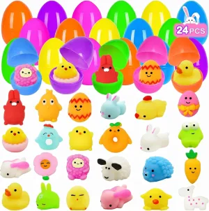 Kids showman feldspar Teens Boys Girls Toddler Easter Basket Stuffers Hunt Party Favor 24 Pack Easter Eggs Filled with Mochi Squishy Toy$ Squishies Toys Stress Reliever for 