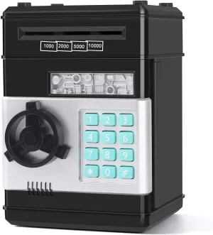 Kids tenement destination incur Children (Black) Electronic Piggy Bank for Kids Cash Cartoon ATM Money Saver Bank for Kids with Password Great Gift Toy for 