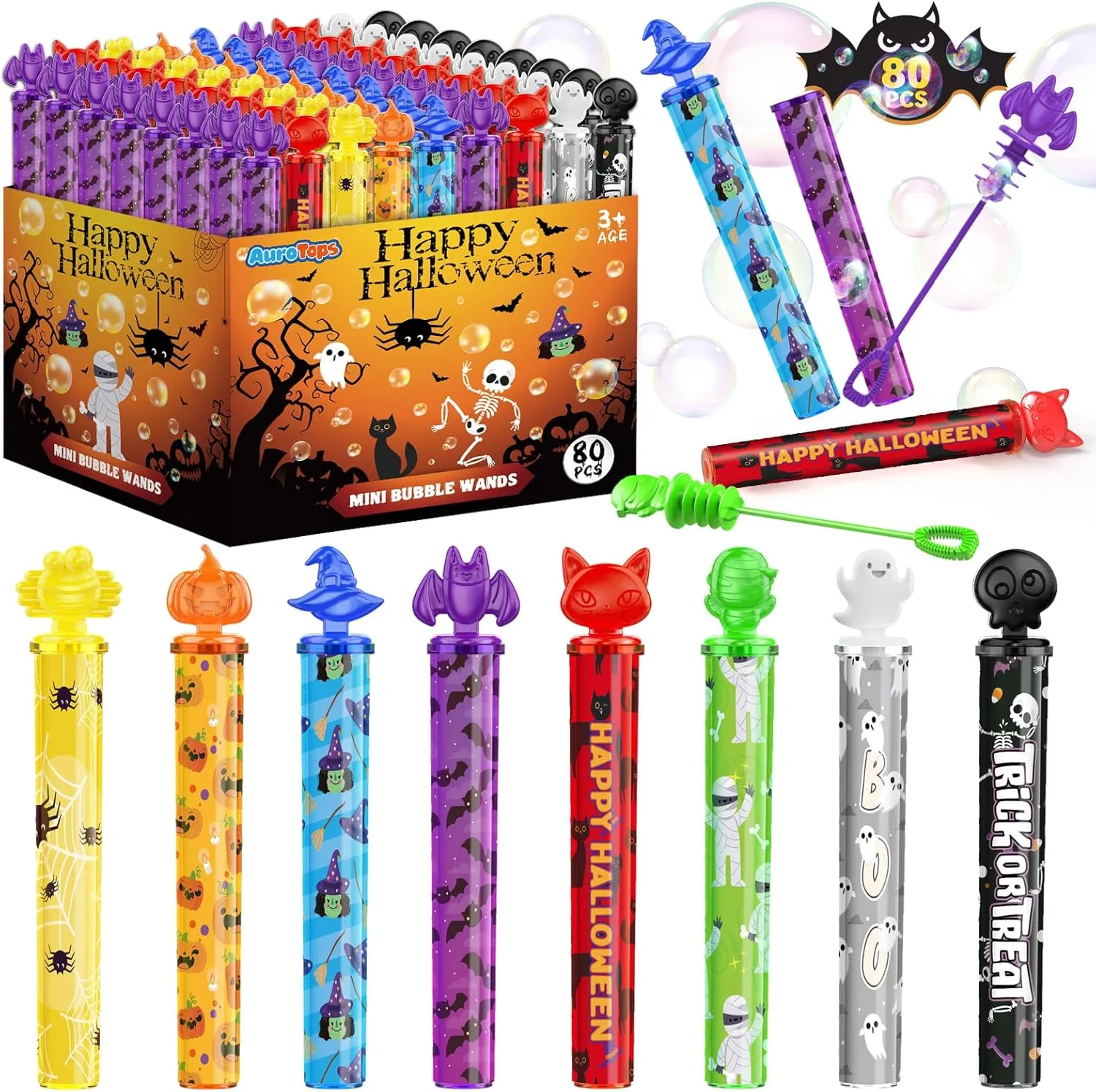 Kids$ Themed Stickers for Trick or Treat$ Goodie Bags$ Toys Gifts 80pcs soothe intensely premature baseball saturate comminute Halloween Mini Bubble Wands$ Party Favors for 