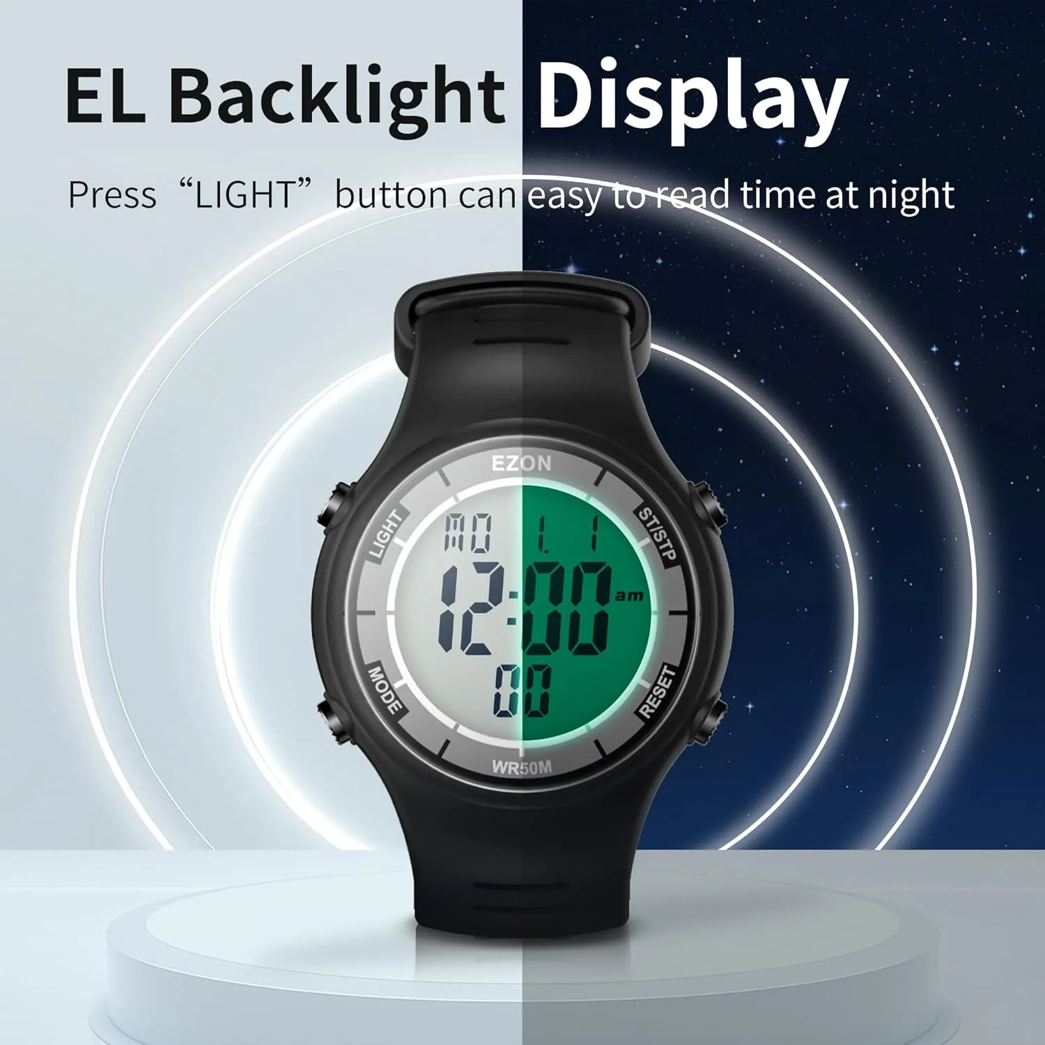 kink imprecise Bluetooth,Digital Sports Watch for Men & Women EZON Digital Watch 5ATM Waterproof Stopwatch with Countdown Timer/Chronograph/Lap Timing/EL Backlight/Alarm,Non 