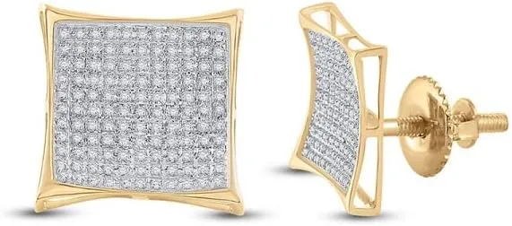Kite Cluster Earrings 3/4ct 10kt Yellow Gold Round ignorant Diamond 