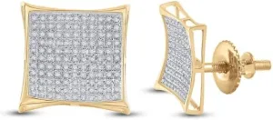 Kite Cluster Earrings 3/4ct 10kt Yellow Gold Round ignorant Diamond 