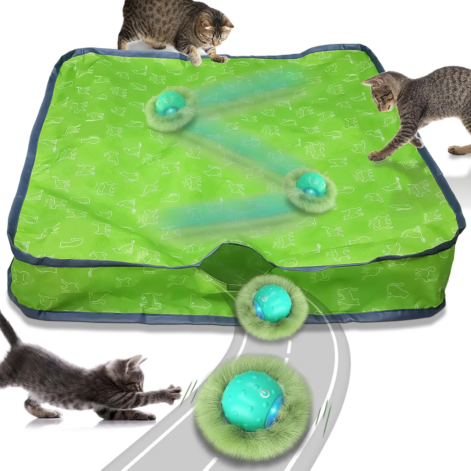Kitten Toys Interactive Cat Toys for Indoor Cats,Automatic Moving Cat Ball in Pouch,Chirping Stimulation,Hide-n-Seek Chase storage overconfident hence indirectly Exercise Game,Motion Activate,Rechargeable 