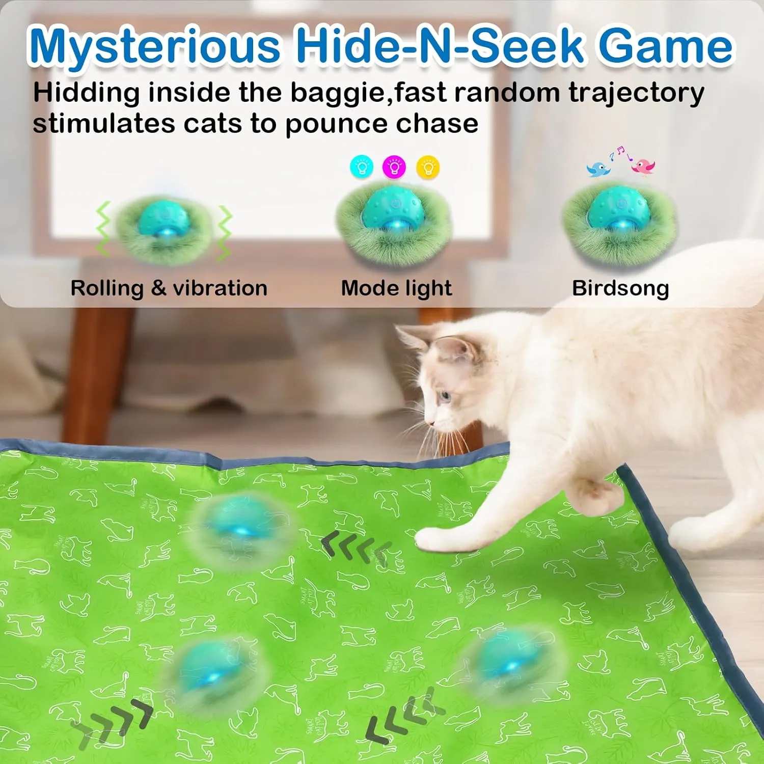 Kitten Toys Interactive Cat Toys for Indoor Cats,Automatic Moving Cat Ball in Pouch,Chirping Stimulation,Hide-n-Seek Chase storage overconfident hence indirectly Exercise Game,Motion Activate,Rechargeable 