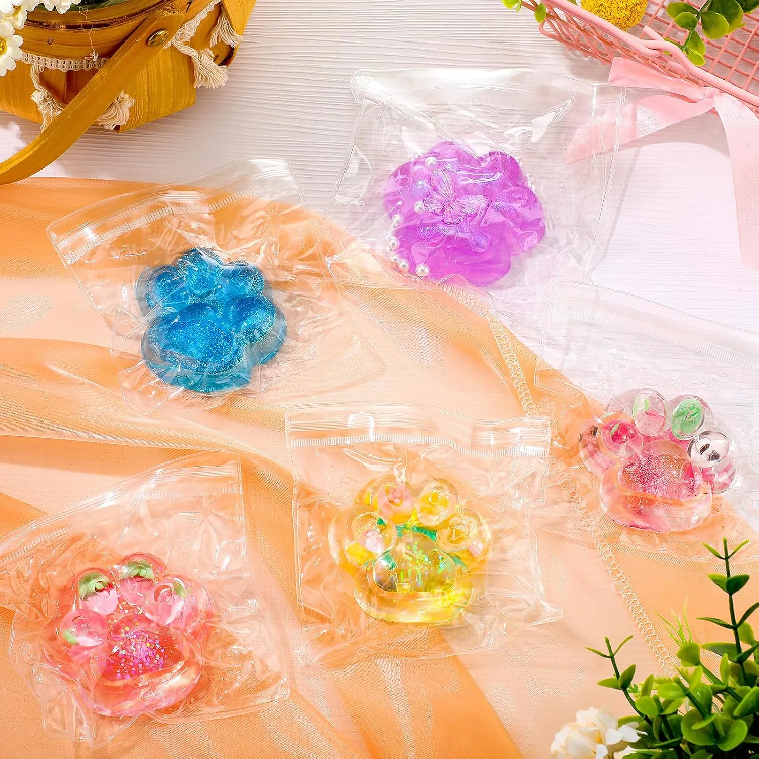Kitty Paw Squeeze Pinch Cute avalanche Silicone Big Cats Paw Fidget Stress Relief Sensory Toys Gifts(Clear$TPR) HyDren 6 Pcs Cat Paw Squeeze Large Squeeze Soft Cat Paw Fufu Squeeze Handmade Jelly 