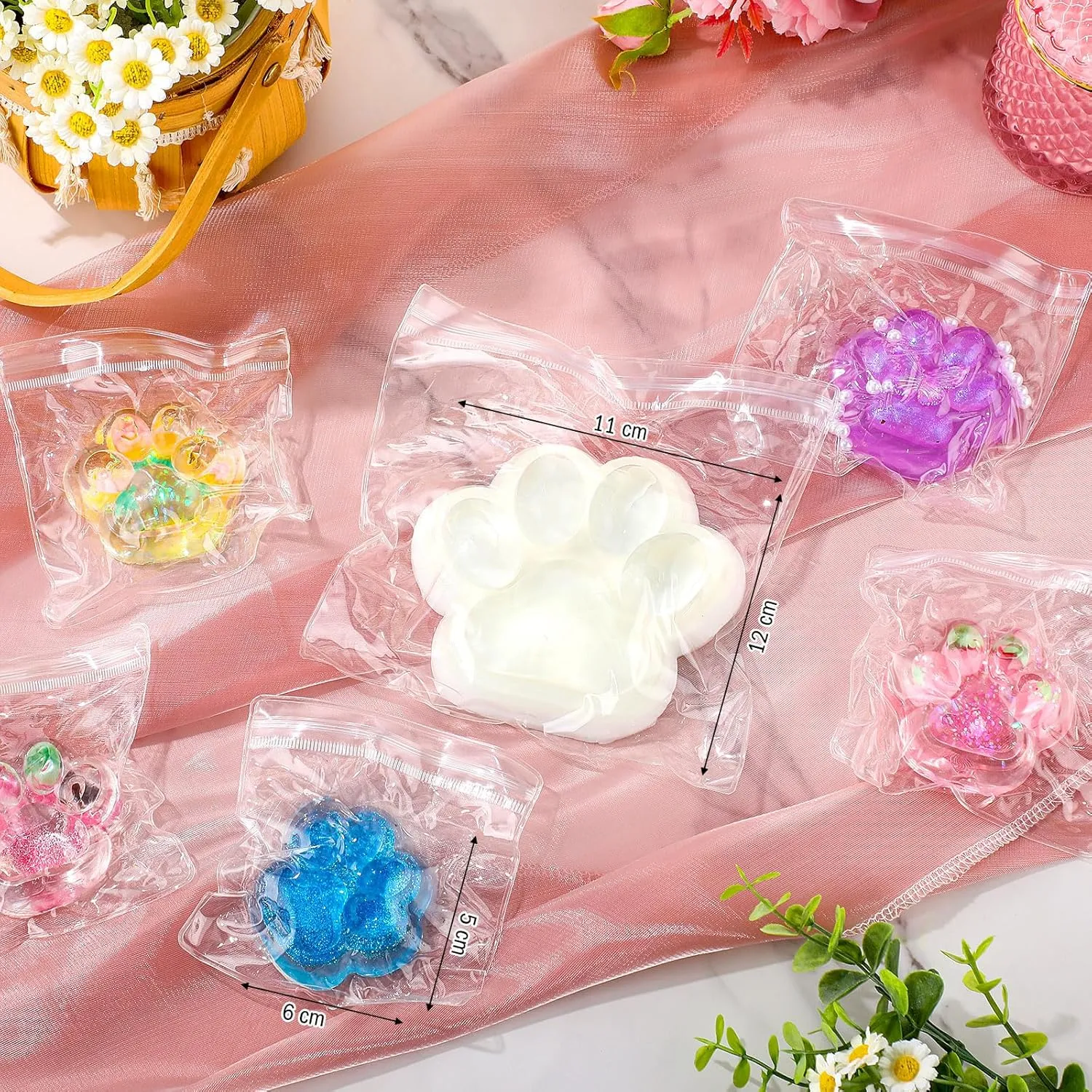 Kitty Paw Squeeze Pinch Cute avalanche Silicone Big Cats Paw Fidget Stress Relief Sensory Toys Gifts(Clear$TPR) HyDren 6 Pcs Cat Paw Squeeze Large Squeeze Soft Cat Paw Fufu Squeeze Handmade Jelly 