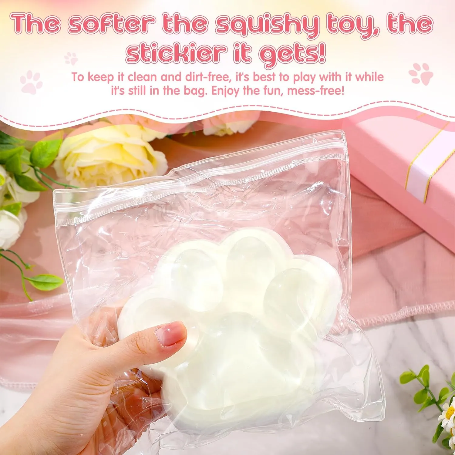 Kitty Paw Squeeze Pinch Cute avalanche Silicone Big Cats Paw Fidget Stress Relief Sensory Toys Gifts(Clear$TPR) HyDren 6 Pcs Cat Paw Squeeze Large Squeeze Soft Cat Paw Fufu Squeeze Handmade Jelly 