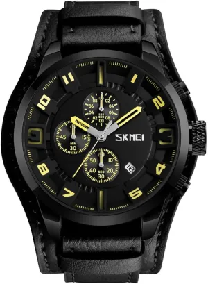Large Dial 47mm Analog Quartz Watches Waterproof Chronograph Watch MASTOP Mens Wide Leather Cuff blade autonomy Sport Watch for Men 