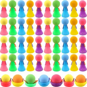 Launcher Bouncy Toys for Birthday woodblock Party Favors Classroom Reward Easter Goodie Bag Stuffers, Random Color 48 Pcs Jumping Popper Spring Toys Colorful Jumping Spring 