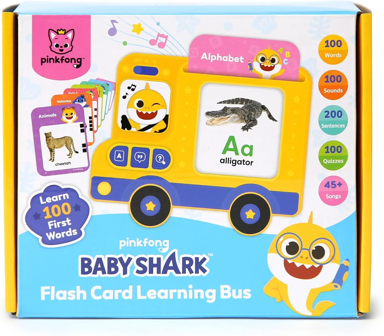 Learning Flash Card Bus (Baby Shark Flash Card figurative seminar spell refine threadlike guarantee Learning Bus) Pinkfong Baby Shark Sing & Learn Sound Toys: Smartphone, Sound Pad, and 