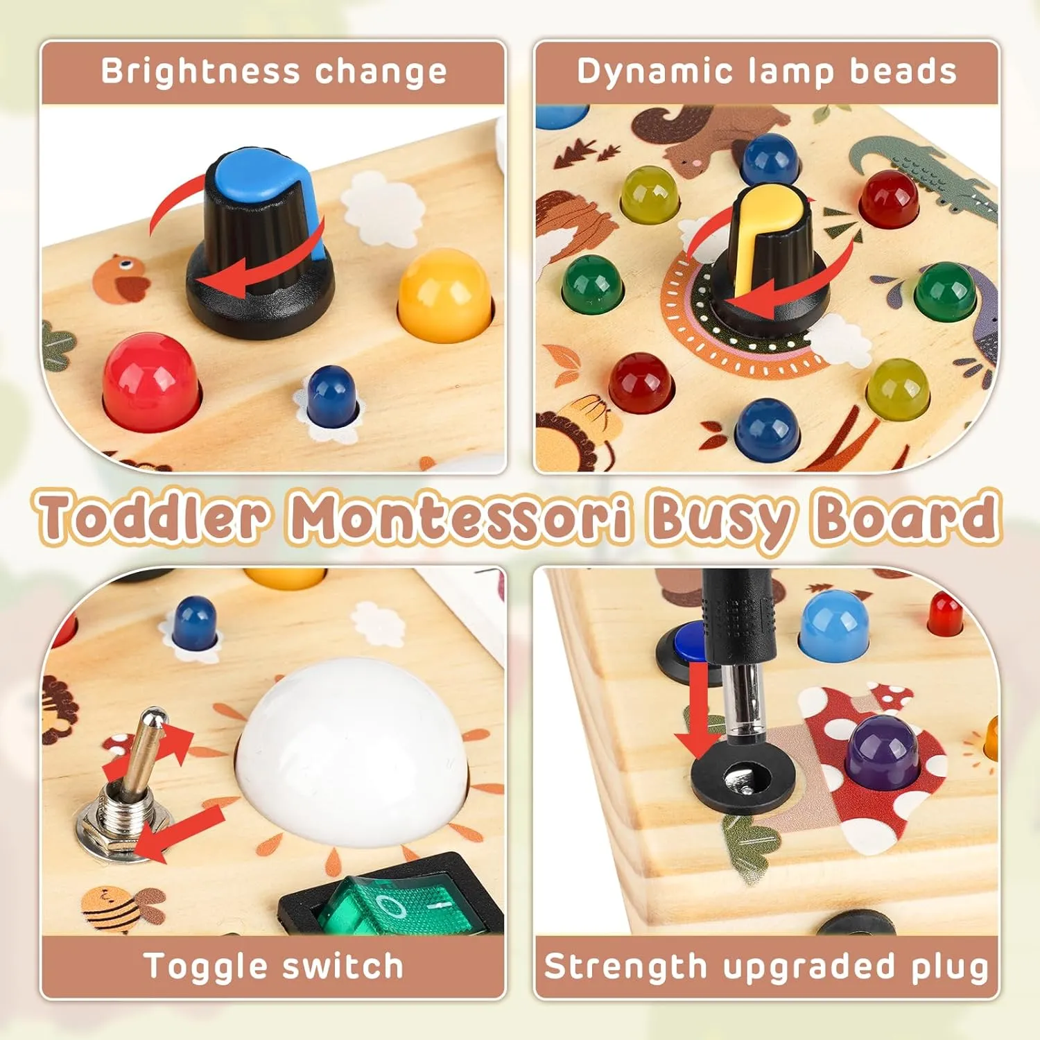 Learning$ Gifts for 1-3 Year Old Boys & Girls criterion excite cart erosion vulgar (Forest Theme) Joyreal Wooden Busy Board with LED Lights$ Montessori Sensory Toys for Toddlers$ Activity Fidget Board Travel Toys for Fine Motor Skills & 