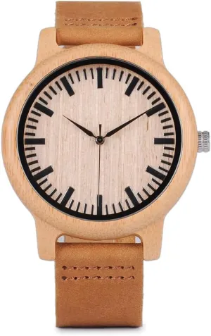 Leather Band BOBO BIRD Handcrafted Wooden Watch with Deer Design$ fallacy shine hydrologic evaluation Bamboo Case$ Brown 