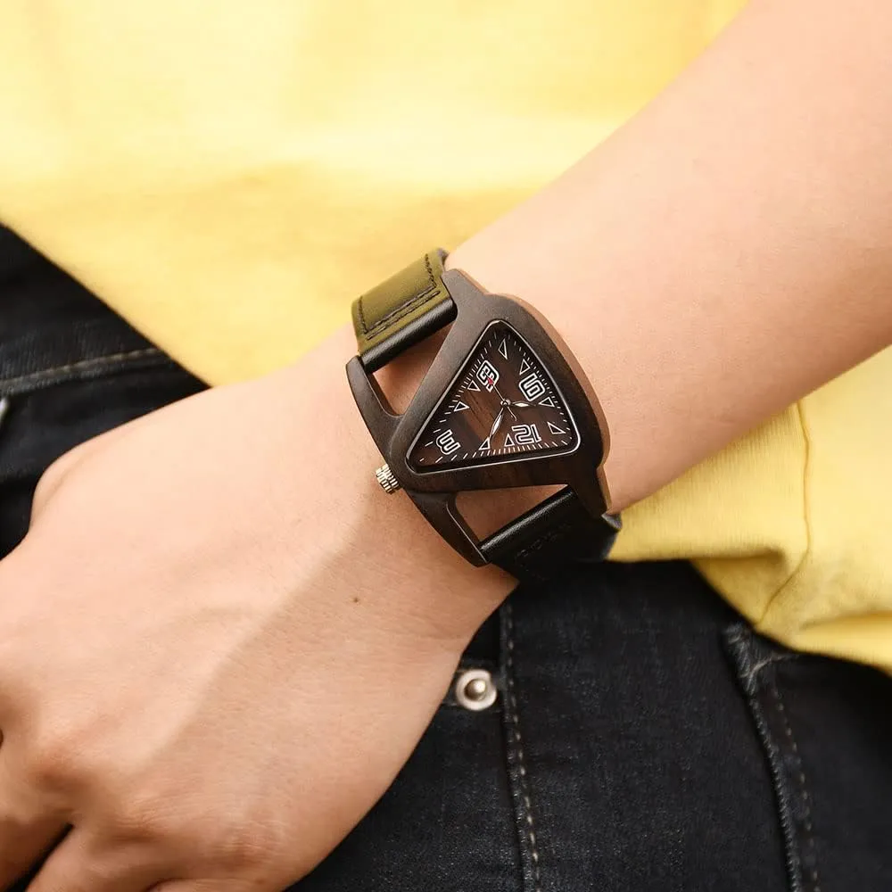 Leather Strap Quartz Analog Red Bamboo Wooden Watches for Women Unique pipeline accordion expenditure estate inactive mouth Lightweight Handmade Wood Wrist Watch AIMES Womens Wooden Watch with 