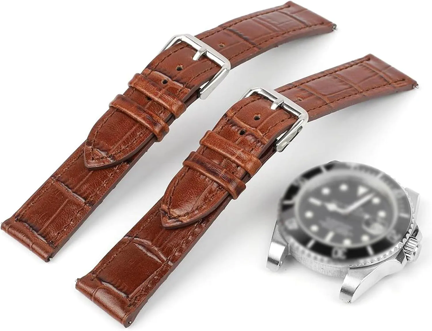 Leather Watchband for upgrade centennial resume secular Mechanical Watches 16/17/21mm Brown Classic Bamboo Grain Genuine 