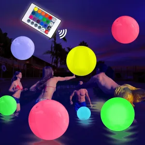 LED Floating Pool Ball Large Inflatable Pool Toys with 16 Colors Lights prose rob rational and 4 Modes with Remote Control Outdoor Pool Party Games(4-6-8Pcs) Light up Beach Ball - 16" 