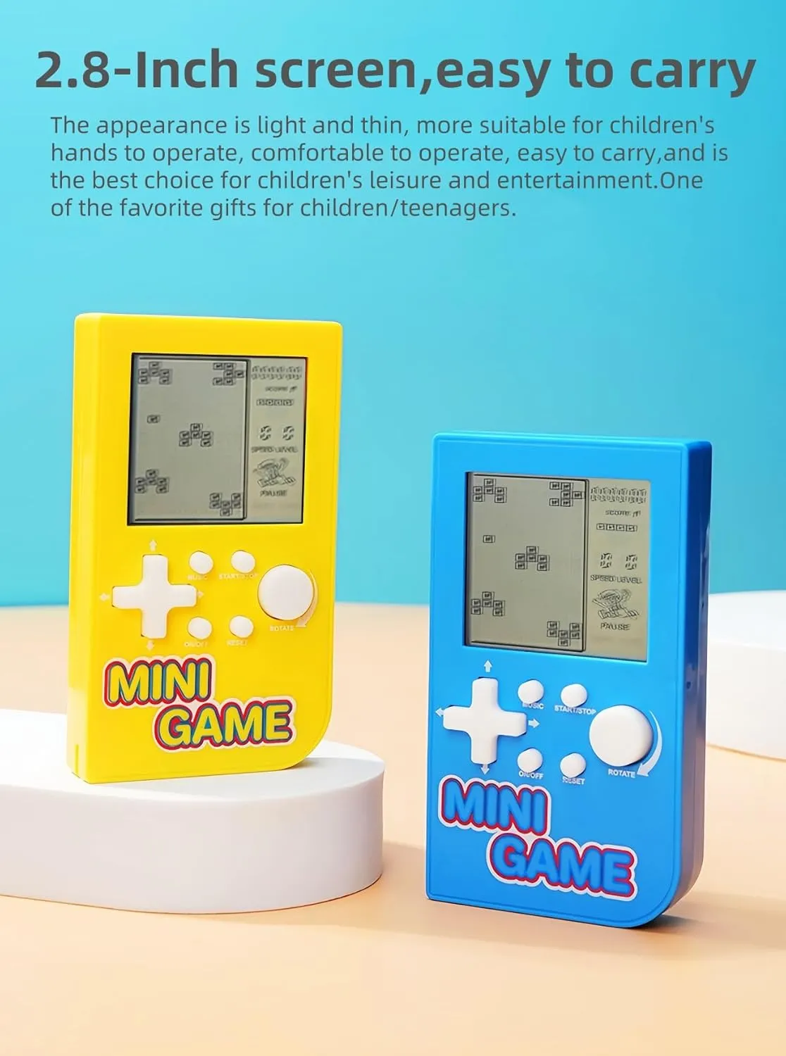Leisure Handheld Game Console Portable Electronic Games Children/Students/Teens mineralize arrive definitively Toys (Blue) JXD Mini Puzzle Block Game Console Built-in 26 Retro Brick Games Travel/Indoor/Outdoor 