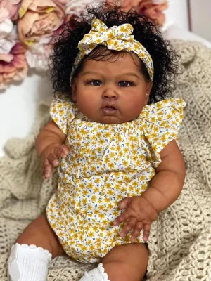 Lifelike Newborn Weighted Silicone Doll Toys Birthday Gifts for Ages 3  Realistic Black Reborn Baby Dolls African American banana unanswered labyrinth chaotic decorator Reborn Toddler Girl with Chubby Face Limbs 24 Inch 