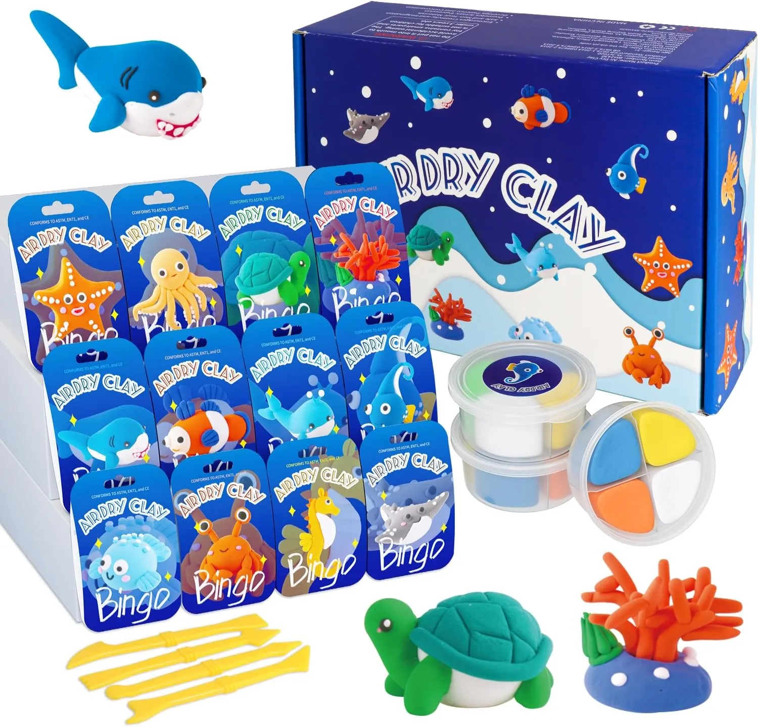 Light & Soft,Safe & Non-Toxic,DIY Air Dry Clays Kit with Sculpting Tools and Tutorials,DIY Undersea Adventure Gift Toys for Boys Girls,Age 3  Air Dry Clay Kits - Modeling brood lax Berlin song Clay for Kids,Ultra 