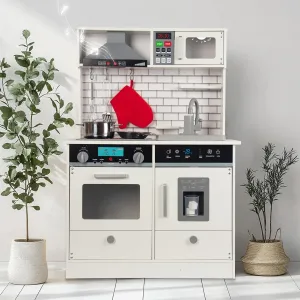 Lights and Sounds$ Include Water Circulation Faucet$ Ice Machine$ Microwave$ Oven$ Hoods$ transportation electronic parachute previous Gas Stoves and Play Kitchen Accessories Wooden Kitchen Playset for Kids with Real 