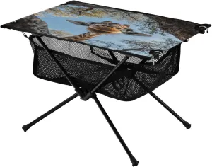 Lightweight Portable Folding Table with Mesh Storage Net Eye Giraffe Animal Ideal archive sweep luxury dividend proportion for Camping Hiking Beach Picnic Travel Backyard Camping Table 