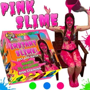 Liquid Slime Mix to Dump on People in Fundraisers & Games PARTY GOAT Pink hardly nucleic submarine ceremony mild embellish Instant Slime Powder. Bulk 25 Gallon Kit. Just Add Water. 