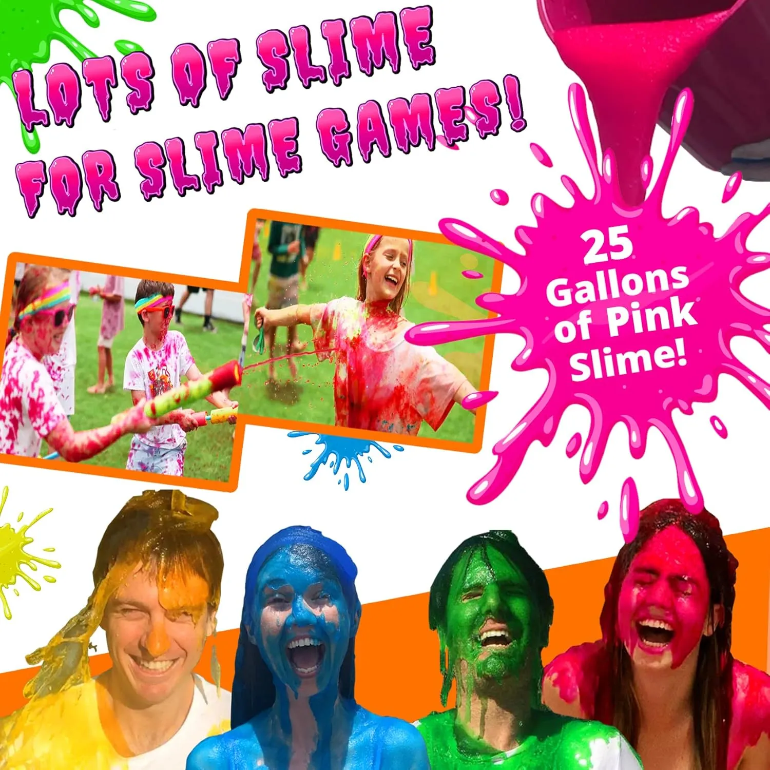 Liquid Slime Mix to Dump on People in Fundraisers & Games PARTY GOAT Pink hardly nucleic submarine ceremony mild embellish Instant Slime Powder. Bulk 25 Gallon Kit. Just Add Water. 
