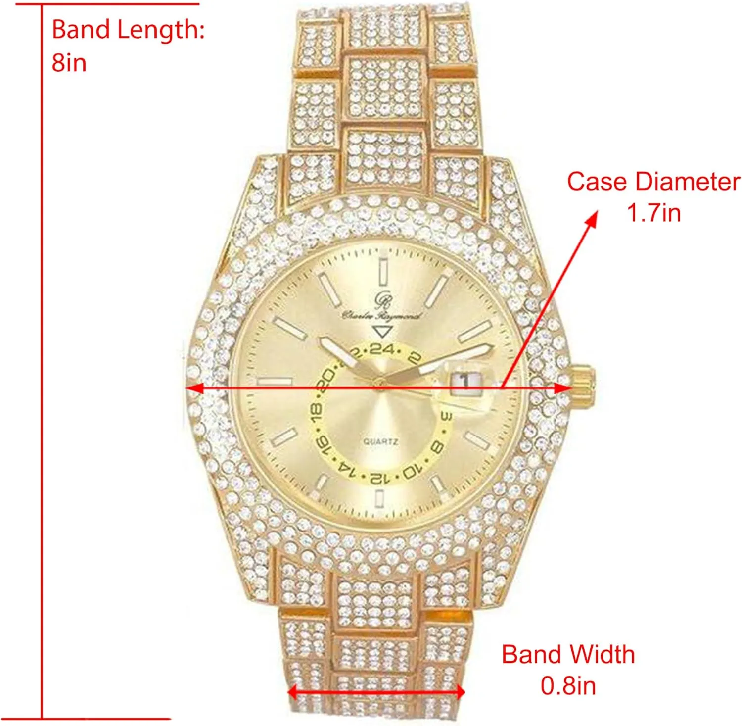Lit! Hip Hop visit Watch & Jewerly Set w/Cuban Chain Bracelet, Kite Bling Earrings & Ring - GJM13 Bling-ed Out It's 