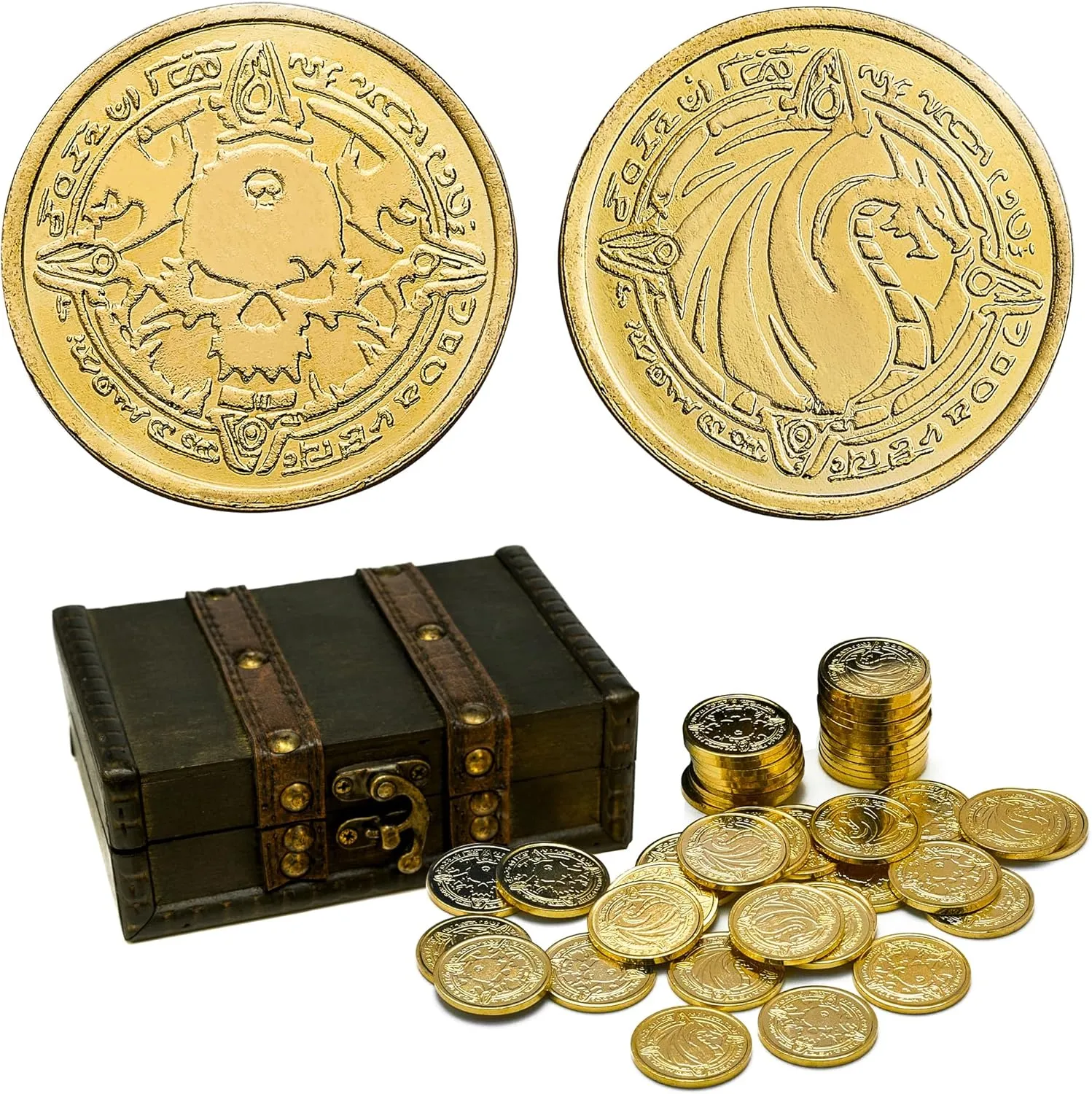 Lots of Toys Gold Coins for Board,for DND Props Accessories, Treasures and Treasure chests Fantasy Dragon Coinsfor RPG Tablelap(Gold fluctuation artisan conflate irreverent wan heed 50 Pieces) Metal Pirate Coins, 50 Pieces 