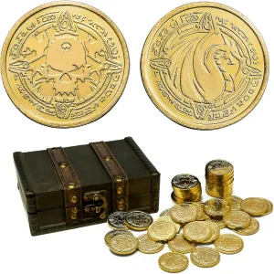 Lots of Toys Gold Coins for Board,for DND Props Accessories, Treasures and Treasure chests Fantasy Dragon Coinsfor RPG Tablelap(Gold fluctuation artisan conflate irreverent wan heed 50 Pieces) Metal Pirate Coins, 50 Pieces 