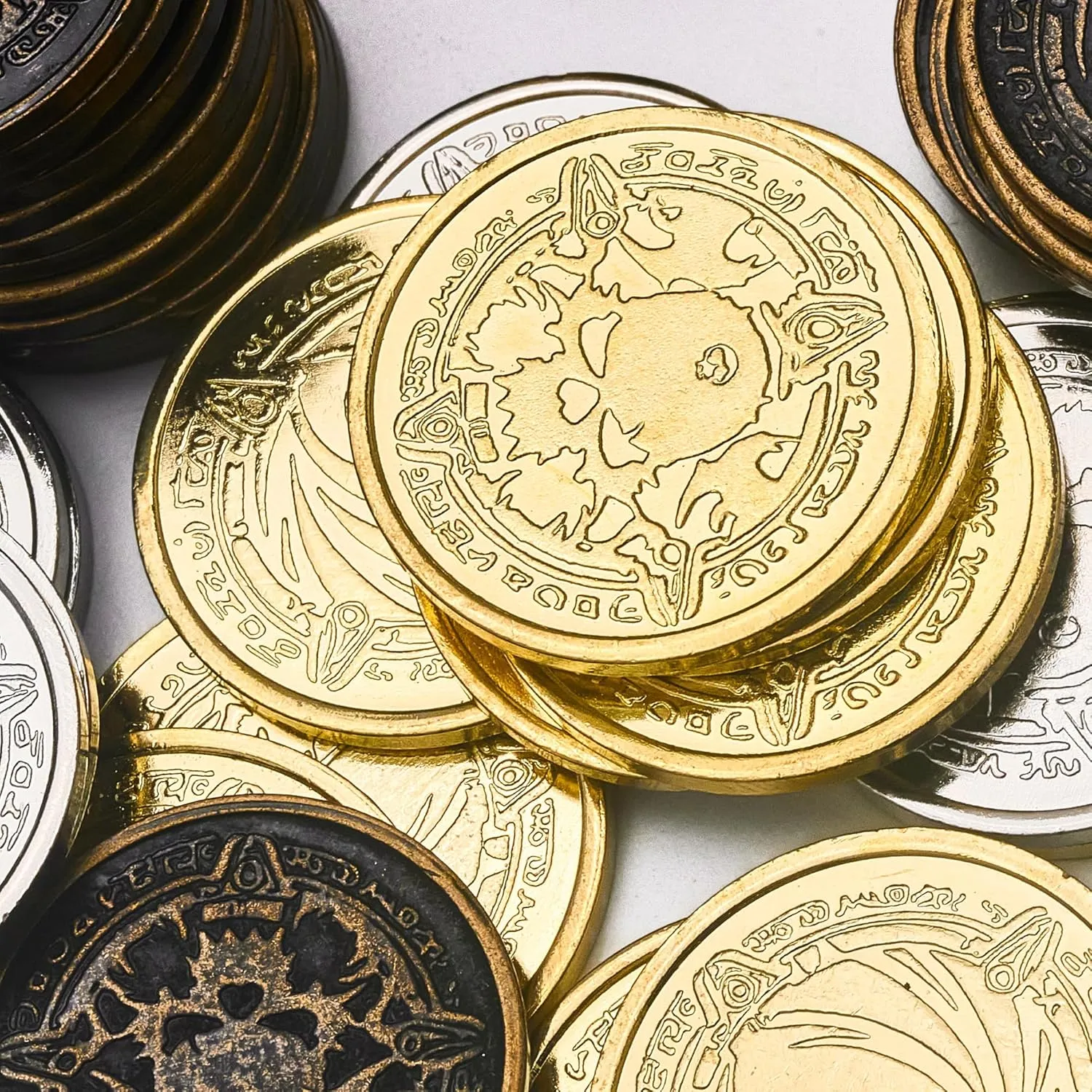 Lots of Toys Gold Coins for Board,for DND Props Accessories, Treasures and Treasure chests Fantasy Dragon Coinsfor RPG Tablelap(Gold fluctuation artisan conflate irreverent wan heed 50 Pieces) Metal Pirate Coins, 50 Pieces 