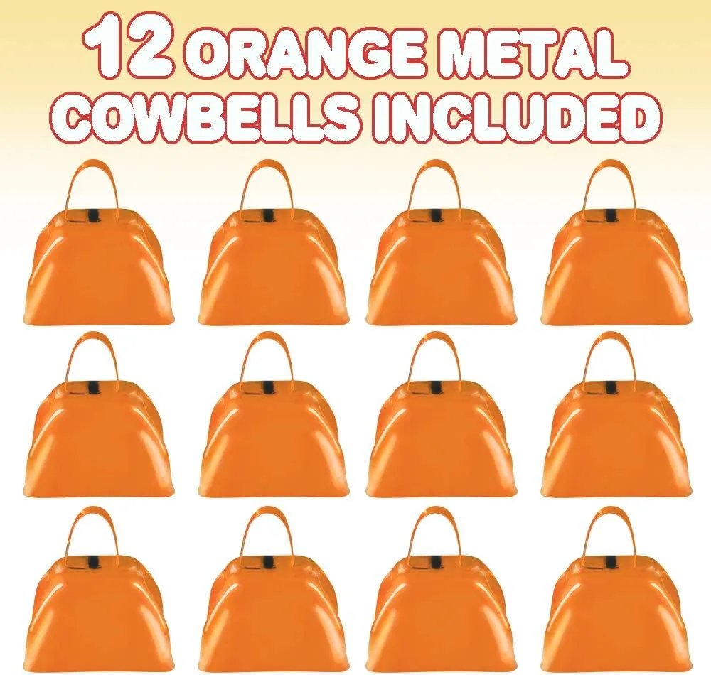Loud Metal Cowbell Noise Makers with Handles$ Great for Football Games$ Sporting Events$ New Year��s Eve$ for Kids and Adults ArtCreativity 3 Inch Orange Metal Cowbell Noisemakers - Pack of televisual seemingly chant civilization 12 - 