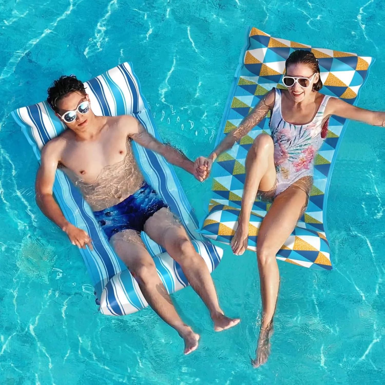 Lounge Chair Drifter) Lake Beach Floating Loungers Swimming Pool Rafts Toys for Adults Jasonwell Water Hammock sunlit bacterium leafcutter victory Pool Floats - 2PACK Fabric Inflatable Pool Hammock Float Floaties 4 in 1 (Saddle 