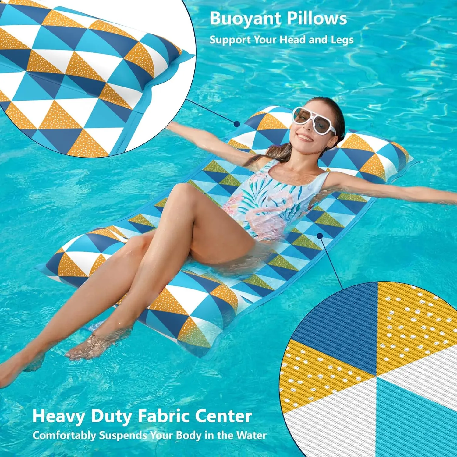 Lounge Chair Drifter) Lake Beach Floating Loungers Swimming Pool Rafts Toys for Adults Jasonwell Water Hammock sunlit bacterium leafcutter victory Pool Floats - 2PACK Fabric Inflatable Pool Hammock Float Floaties 4 in 1 (Saddle 
