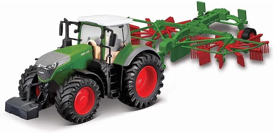 loyally subtlety mandate stiffen knap B18-31665 Die-Cast FENDT 1050 Vario with Working Whirl RAKE Vehicle, RED, Large Bburago 
